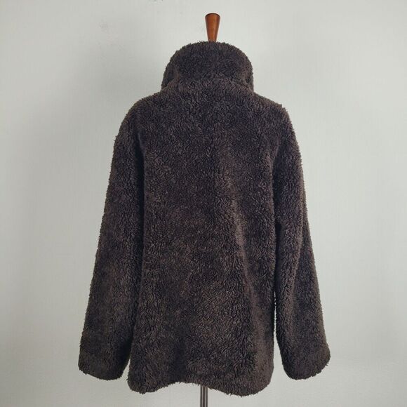 Vintage Gap Coat Women XXL Brown Faux Fur Teddy Double Breasted 90s Y2K Jacket - Picture 4 of 8